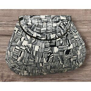 Ramla Handmade Moroccan Mosaic Stone Tile Crossbody Purse Black/White Chain Stra